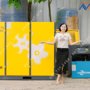 Máy nén khí trục vít biến tần 2 cấp hande VPM2T75 được trưng bày tại kho Nghĩa Heniken