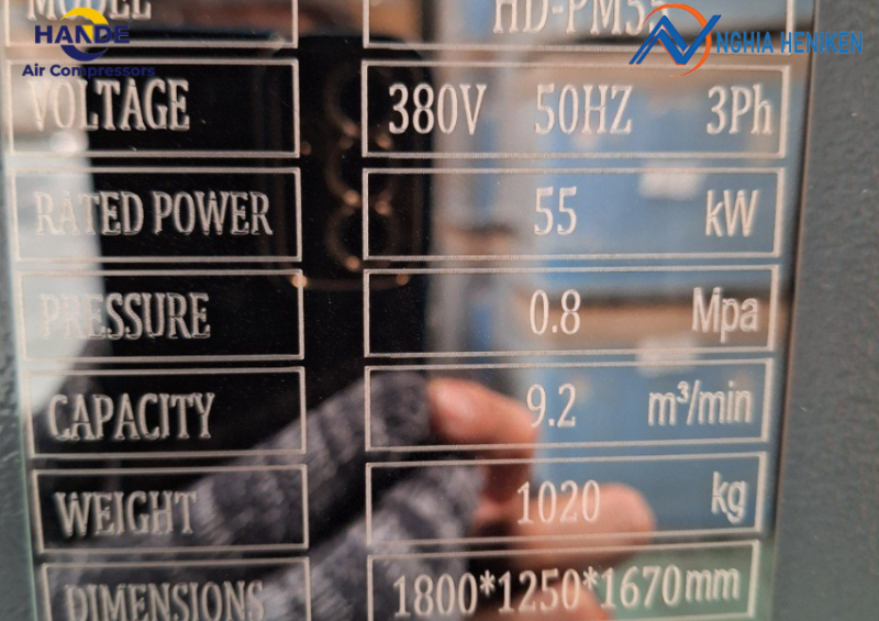 Thông số máy nén khí trục vít biến tần Zon PM55